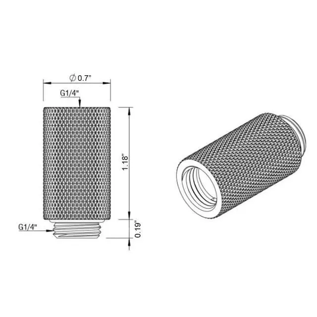 Alt view image 2 of 5 - dracaena.io 6 Pack G1/4" 30mm Height Male to Female Extender Fittings, Brass Compression Fittings with O Rings for PC Liquid Cooling Loop, Water Cooling Tube Connectors, Silver