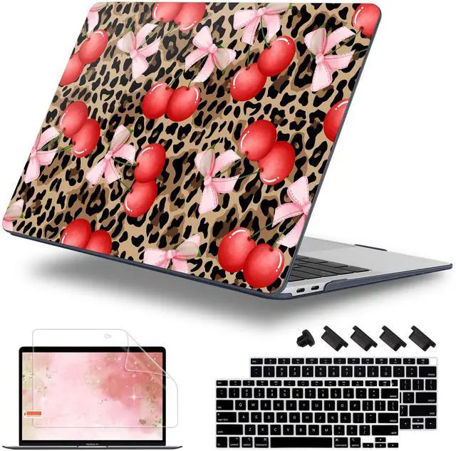Main image of Lepeoac for MacBook Air 13 Inch Case 2020-2018 (A2337 M1 A2179 A1932), Shockproof Hard Shell Cover with Screen Protector, for Retina Display & Touch IDFull Protection for MacBook Air, Leopard Cherry