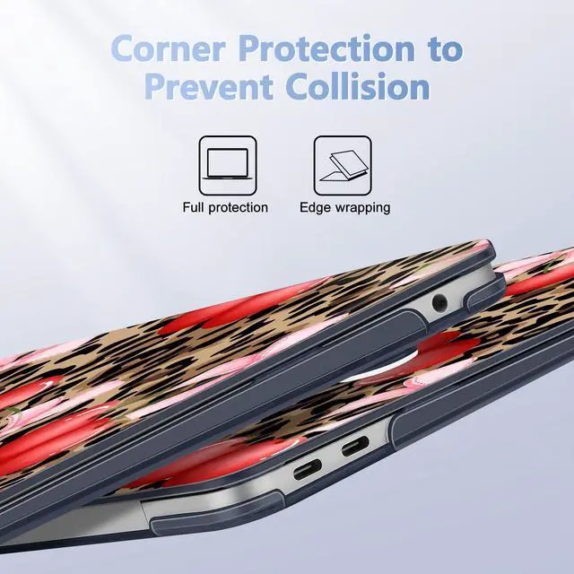 Alt view image 3 of 5 - Lepeoac for MacBook Air 13 Inch Case 2020-2018 (A2337 M1 A2179 A1932), Shockproof Hard Shell Cover with Screen Protector, for Retina Display & Touch IDFull Protection for MacBook Air, Leopard Cherry