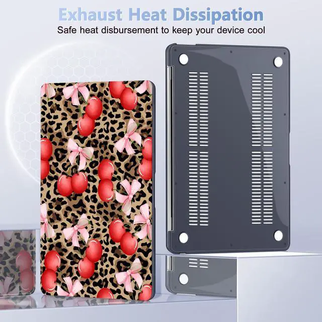 Alt view image 4 of 5 - Lepeoac for MacBook Air 13 Inch Case 2020-2018 (A2337 M1 A2179 A1932), Shockproof Hard Shell Cover with Screen Protector, for Retina Display & Touch IDFull Protection for MacBook Air, Leopard Cherry