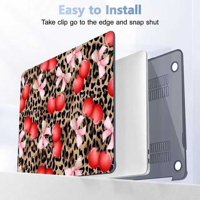 Alt view image 5 of 5 - Lepeoac for MacBook Air 13 Inch Case 2020-2018 (A2337 M1 A2179 A1932), Shockproof Hard Shell Cover with Screen Protector, for Retina Display & Touch IDFull Protection for MacBook Air, Leopard Cherry