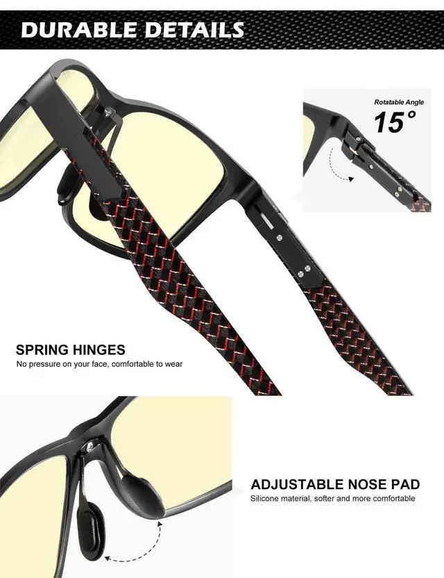 Alt view image 4 of 5 - ANYLUV Blue Light Blocking Glasses Men Computer Gaming Glasses Lightweight Al-Mg Metal Anti Eyestrain Eye Protection