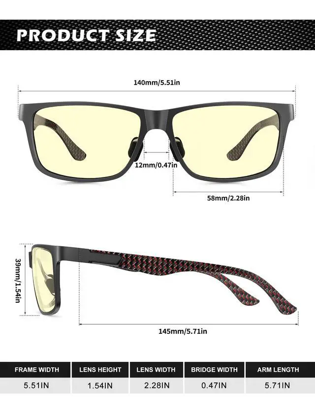 Alt view image 5 of 5 - ANYLUV Blue Light Blocking Glasses Men Computer Gaming Glasses Lightweight Al-Mg Metal Anti Eyestrain Eye Protection