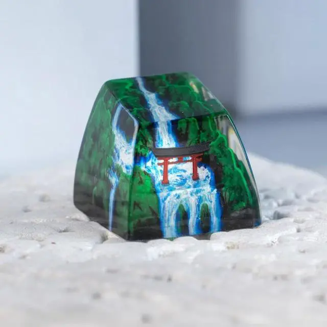 Alt view image 4 of 5 - Red Torii Gate Artisan Keycap Japanese Shrine with Summer Waterfall R1 SA Profile Custom Keycaps 1U ESC Handmade Gaming Resin Key Cap Cherry MX Switch Compatible Mechanical Keyboard Japan Lover Gift