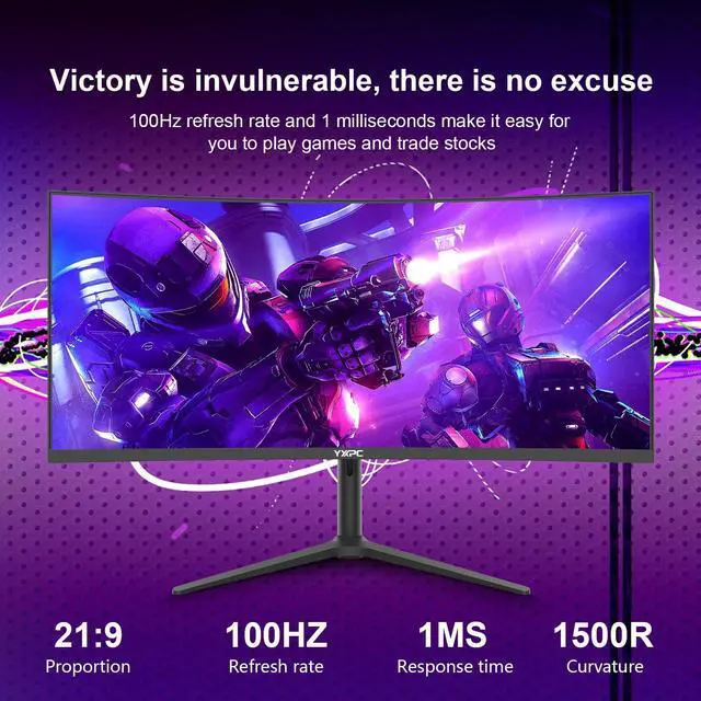 Alt view image 2 of 5 - YXPC 34 inch Curved Gaming Ultrawide Monitor 100hz 3440x1440,1ms(MPRT), 21:9,4000:1,1500R,PIP/PBP, HDR, 300nits, sRGB 99%,Blue Light Filter, HDMI 2.0×2,DP 1.4×2Lifting Base, Supports Wall mounting