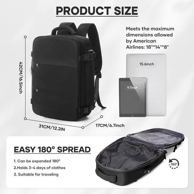 Alt view image 2 of 5 - WEFLIER Vacuum Backpack Travel, Travel Vacuum Bags with Pump, Airline Approved 18x14x8 Personal Item Size Carry on Laptop Backpacks, Mochila compresion al vacio, Black