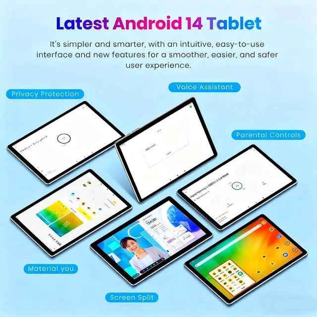 Alt view image 3 of 5 - TPZ Tablet, 10.1 inch, Android 14 Tablets, Octa-Core, 12GB RAM + 64GB ROM (1TB Expand), 6000mAh Battery, 2.4G+5G Wi-Fi 6, 2MP+8MP Cameras, Bluetooth, 1280x800 FHD IPS (Gray)