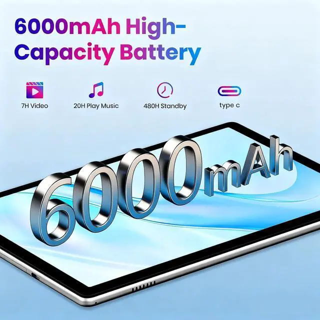 Alt view image 4 of 5 - TPZ Tablet, 10.1 inch, Android 14 Tablets, Octa-Core, 12GB RAM + 64GB ROM (1TB Expand), 6000mAh Battery, 2.4G+5G Wi-Fi 6, 2MP+8MP Cameras, Bluetooth, 1280x800 FHD IPS (Gray)