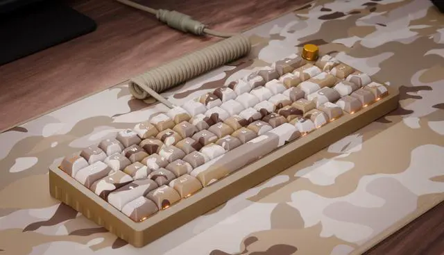 Main image of Das Keyboard DeltaForce Aviator Coiled USB-C Cable 6 Ft  GX16 Detachable Connector  Custom Coiled Keyboard Cable with Paracord Sleeving  USB-A to USB-C  Warm Gray