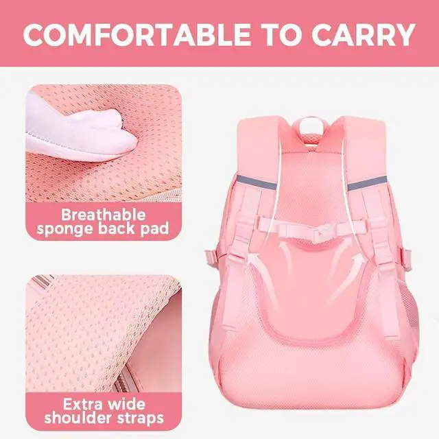 Alt view image 4 of 5 - MININAI Cute Backpack for Teen Girls Kids Kawaii Bookbag Elementary Middle School Student Back Packs Aesthetic Travel Daypack Ages 6-8 8-10 10-12 (Blue,L)