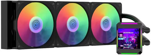 Main image of RUIXMIIDII AIO CPU Liquid Cooler with 2.8in IPS LCD Screen Display, 320 * 320 Resolution, 360mm AIO Cooler ARGB PWM Fans, CPU Water Cooler for AM5/AM4, Intel LGA 1851/1700/2066/1200/115X/2011, Black