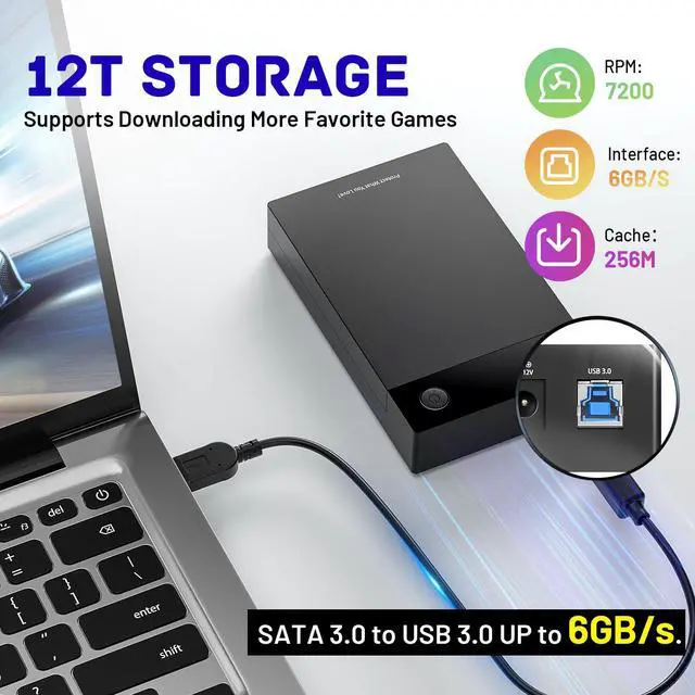 Alt view image 3 of 5 - Kinhank 12TB Retro Gaming Hard Drive, Retro Game Hard Drive with 96000+ Classic Games,Retro Game Consoles Portable Game Hard Drive Disk Compatible with Win-7/8/10/11