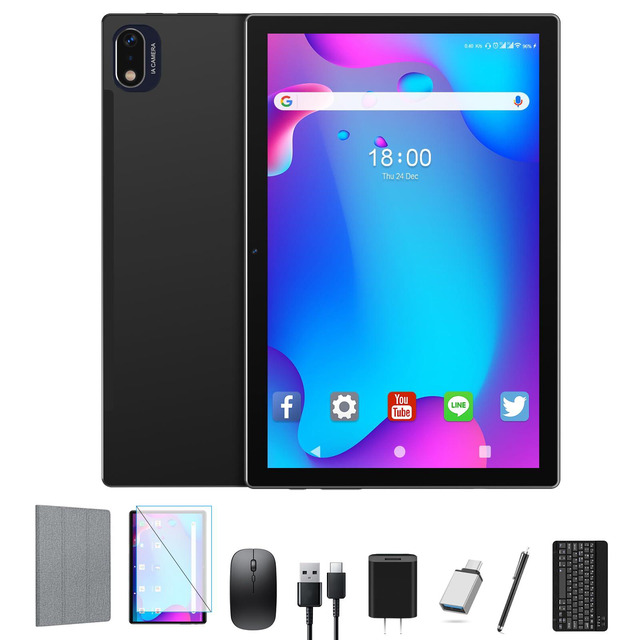 Magnetic Slim Stand Case + Glass Screen Protector For 10 Inch Android Tablet (Compatible With C10 Models)