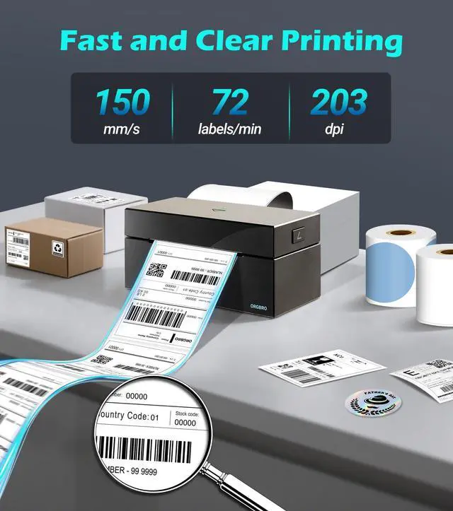 Alt view image 3 of 5 - ORGBRO Bluetooth Thermal Shipping Label Printer, Z1-Plus Wireless 4X6 Shipping Label Printer for Small Business Office or Home Support iPhone Android Windows macOS Chrome Amazon Ebay Shopify USPS