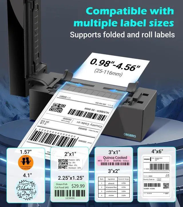 Alt view image 4 of 5 - ORGBRO Bluetooth Thermal Shipping Label Printer, Z1-Plus Wireless 4X6 Shipping Label Printer for Small Business Office or Home Support iPhone Android Windows macOS Chrome Amazon Ebay Shopify USPS