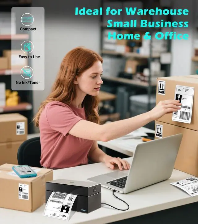 Alt view image 5 of 5 - ORGBRO Bluetooth Thermal Shipping Label Printer, Z1-Plus Wireless 4X6 Shipping Label Printer for Small Business Office or Home Support iPhone Android Windows macOS Chrome Amazon Ebay Shopify USPS