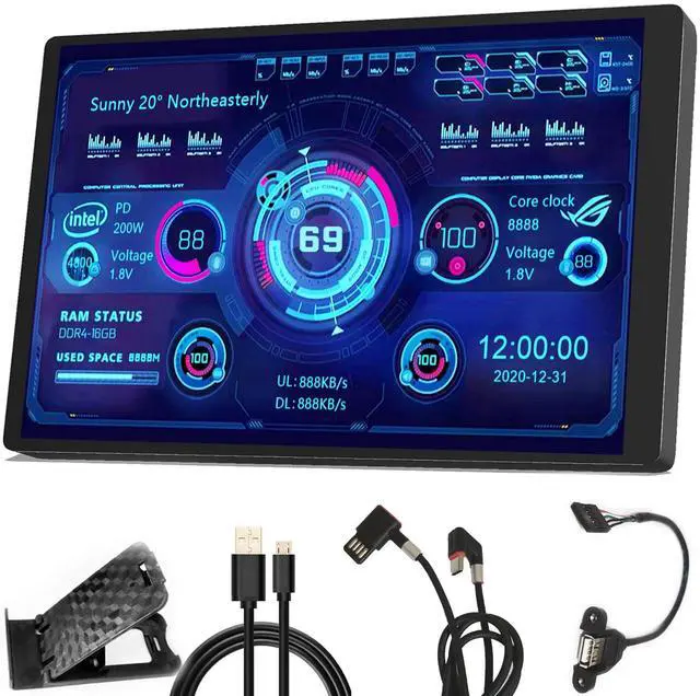 Main image of WOWNOVA PC Temperature Display, Computer Temp Monitor, ARGB Case, IPS USB Mini Screen, CPU RAM HDD Data Monitor