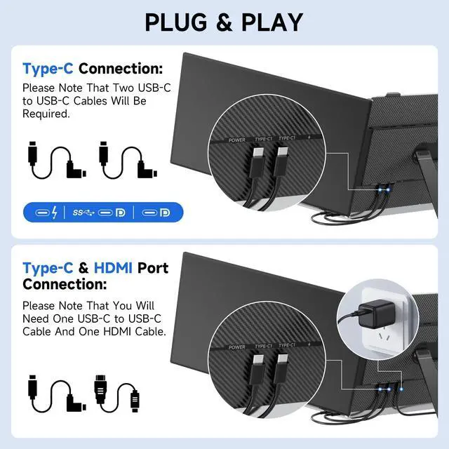 Alt view image 5 of 5 - Ultra Thin Laptop Screen Extender Monitor Portable,14.2" 1080P FHD Lightweight Triple Screen,Portable Monitor for Laptops,Fit for 13-17" Laptop,Plug & Play Compatiable with Win/Mac/Chrome/Android