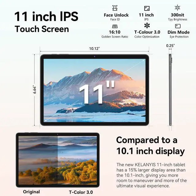 Alt view image 2 of 5 - Tablet 11 inch Android 15 Tablets, 24GB RAM + 128 Storage(Expandable up to 2TB), Android Tablet with Case, Octa-Core, IPS HD Display, 13 MP Dual Camera, 8000mAh, 5GWiFi, GPS, Bluetooth 5.0 (Black)