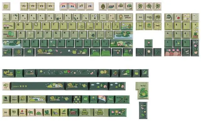 Main image of KiiBoom X Cosydiaries Rainy Froggy Day Keycap Set, 144 Keycaps, PBT Custom Keycaps for Mechanical Keyboard, Compatible with ANSI/ISO, 60%, 65%, 75%, TKL, Full-Sized Layout (Cherry Profile)