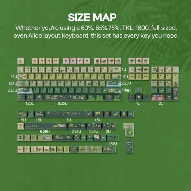 Alt view image 3 of 5 - KiiBoom X Cosydiaries Rainy Froggy Day Keycap Set, 144 Keycaps, PBT Custom Keycaps for Mechanical Keyboard, Compatible with ANSI/ISO, 60%, 65%, 75%, TKL, Full-Sized Layout (Cherry Profile)