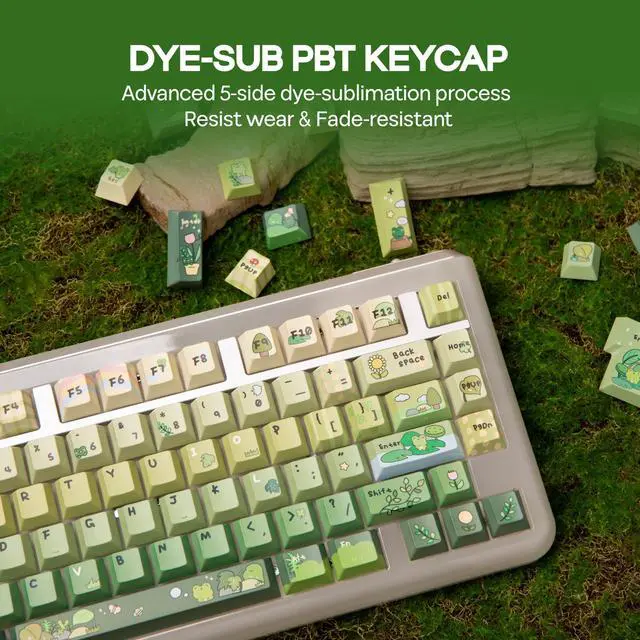 Alt view image 5 of 5 - KiiBoom X Cosydiaries Rainy Froggy Day Keycap Set, 144 Keycaps, PBT Custom Keycaps for Mechanical Keyboard, Compatible with ANSI/ISO, 60%, 65%, 75%, TKL, Full-Sized Layout (Cherry Profile)