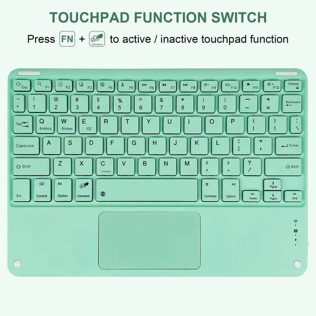 Alt view image 4 of 5 - WthGrop Keyboard Case with Touchpad for iPad (A16) 11th 2025/ 10th Generation 2022 Case with Keyboard - Wireless Detachable Folio Keyboard Cover for iPad 11-inch A16/10th Gen 10.9-inch, Green