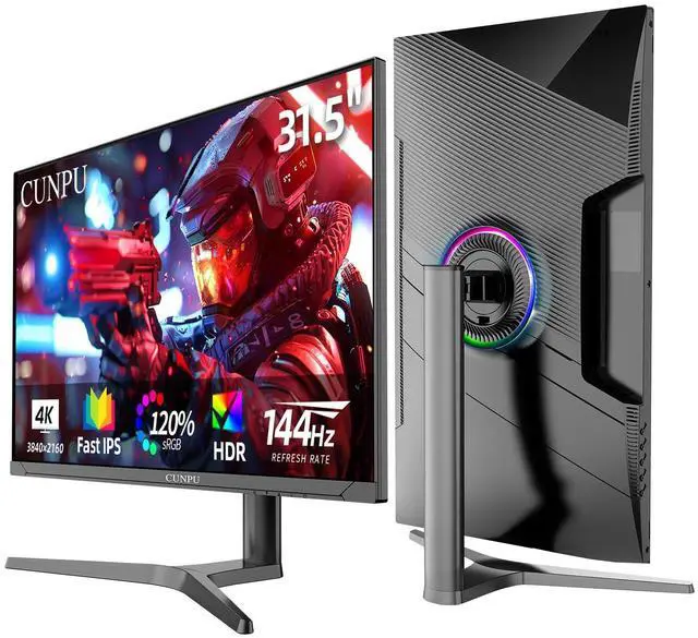 Main image of CUNPU 32 Inch 4K 144Hz Gaming Monitor, UHD Fast IPS Panel, 1ms GTG, sRGB 120%, Freesync & G-Sync, DisplayPort, HDMI 2.1, Built-in Dual Speakers, Support PS5 120Hz VRR, VESA, Height/Vertical Adjustment