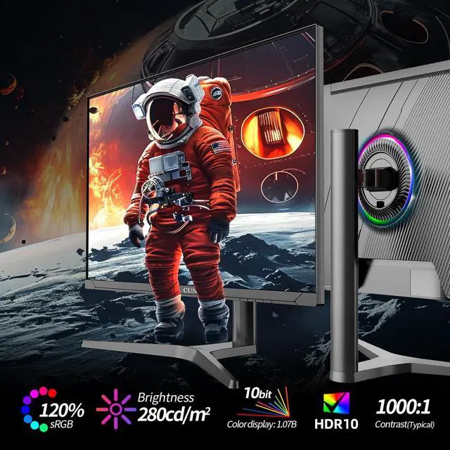 Alt view image 2 of 5 - CUNPU 32 Inch 4K 144Hz Gaming Monitor, UHD Fast IPS Panel, 1ms GTG, sRGB 120%, Freesync & G-Sync, DisplayPort, HDMI 2.1, Built-in Dual Speakers, Support PS5 120Hz VRR, VESA, Height/Vertical Adjustment