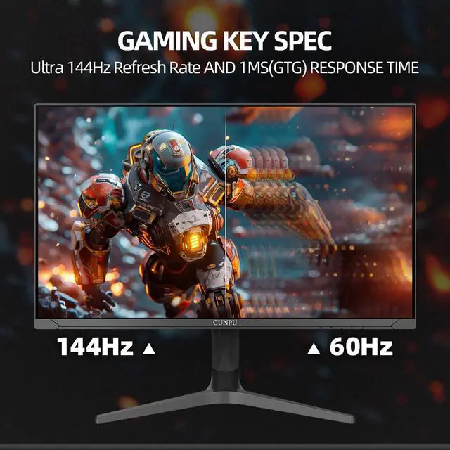 Alt view image 3 of 5 - CUNPU 32 Inch 4K 144Hz Gaming Monitor, UHD Fast IPS Panel, 1ms GTG, sRGB 120%, Freesync & G-Sync, DisplayPort, HDMI 2.1, Built-in Dual Speakers, Support PS5 120Hz VRR, VESA, Height/Vertical Adjustment