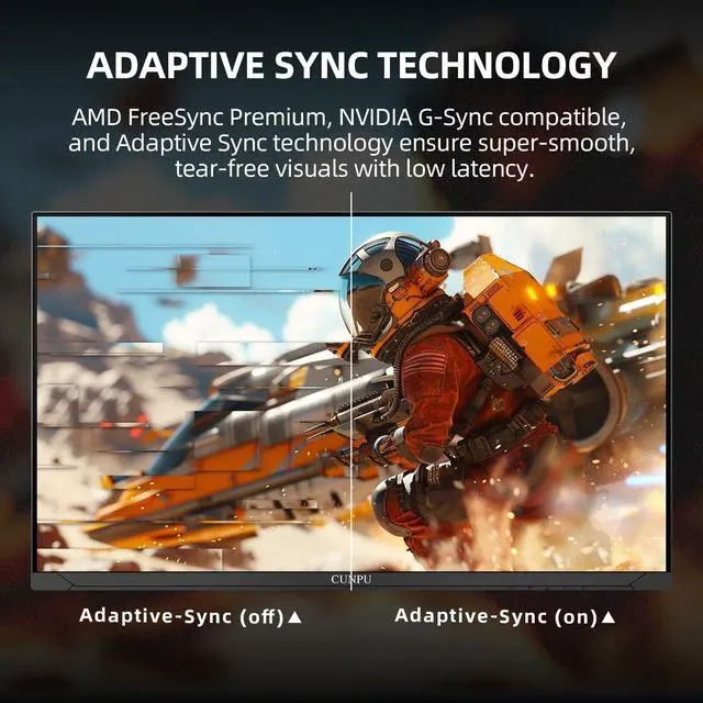 Alt view image 4 of 5 - CUNPU 32 Inch 4K 144Hz Gaming Monitor, UHD Fast IPS Panel, 1ms GTG, sRGB 120%, Freesync & G-Sync, DisplayPort, HDMI 2.1, Built-in Dual Speakers, Support PS5 120Hz VRR, VESA, Height/Vertical Adjustment