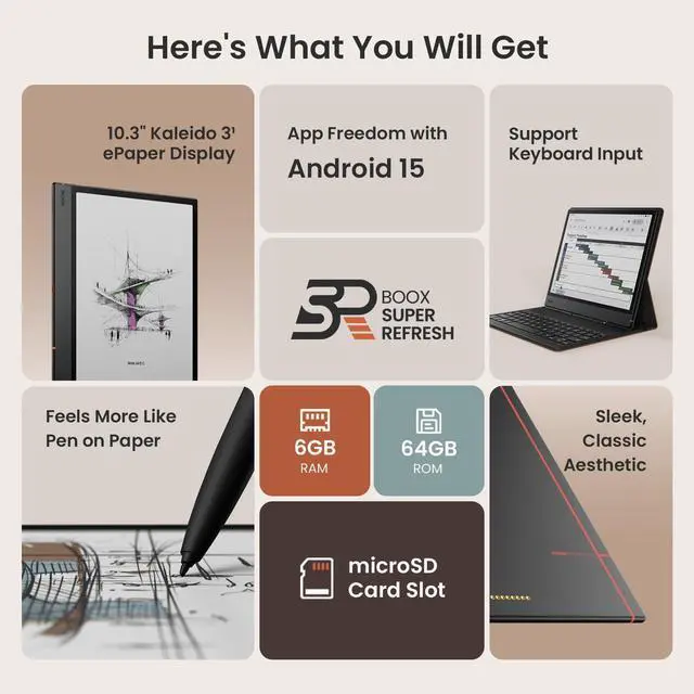 Alt view image 2 of 5 - BOOX Tablet 10.3" Note Air 5 C 6G 64G E Ink Tablet Color ePaper Notebook