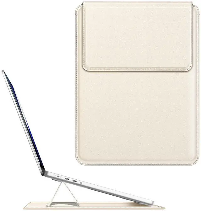 Main image of Fintie Sleeve Case for MacBook Air 13.6 A3240 A3113 A2681, Pro 14 A3434 A3401 A3185 A3112 A2992 A2918 A2779 A2442, MacBook Pro/Air 13 - PU Leather Slim Bag Cover with Stand Feature, Starlight