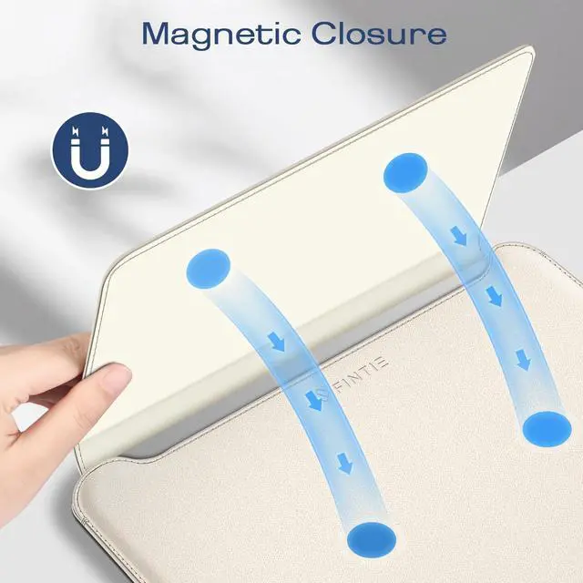 Alt view image 3 of 5 - Fintie Sleeve Case for MacBook Air 13.6 A3240 A3113 A2681, Pro 14 A3434 A3401 A3185 A3112 A2992 A2918 A2779 A2442, MacBook Pro/Air 13 - PU Leather Slim Bag Cover with Stand Feature, Starlight