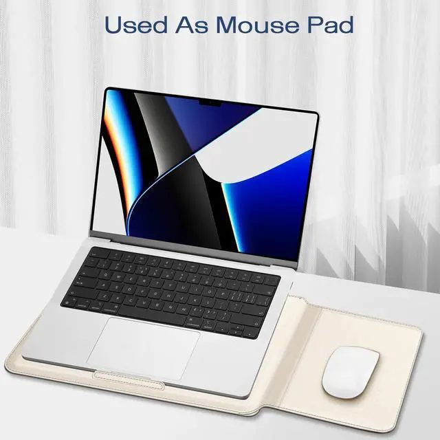 Alt view image 5 of 5 - Fintie Sleeve Case for MacBook Air 13.6 A3240 A3113 A2681, Pro 14 A3434 A3401 A3185 A3112 A2992 A2918 A2779 A2442, MacBook Pro/Air 13 - PU Leather Slim Bag Cover with Stand Feature, Starlight