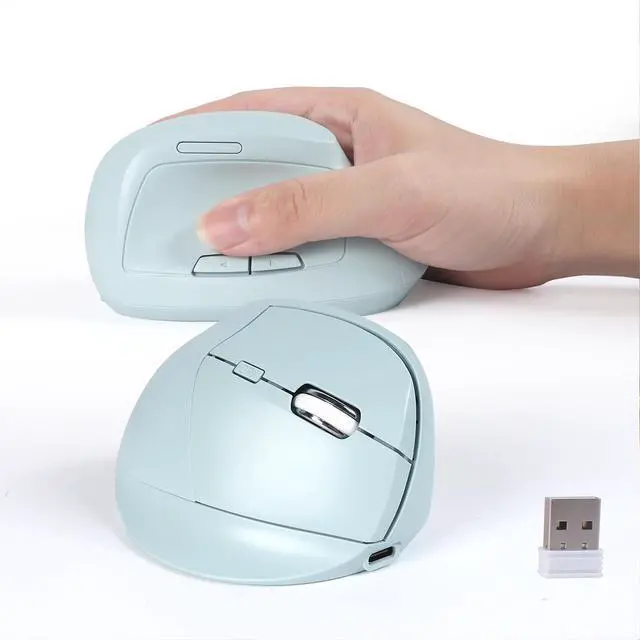 Main image of KUYHRF Bluetooth Wireless Vertical Mouse - Ergonomic Design, Rechargeable with Type-C, Silent Operation for Office and Home Use, Ideal for Professionals & Students (Green)