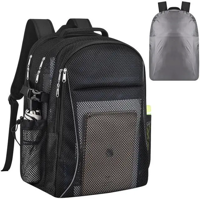 Main image of USPECLARE Heavy Duty X-Large Mesh Backpacks for Adults,Semi-Transparent college Backpacks with Rain cover for School, Beach, and Travel (X-Large)