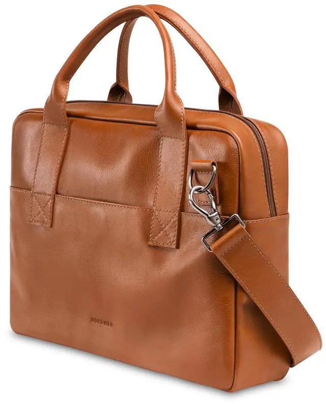 Alt view image 2 of 5 - Nordweg Workday Briefcase NW080A  Full-Grain Leather Laptop Bag 15.6"  Office Shoulder Messenger for Work, Study, Travel (Caramel)
