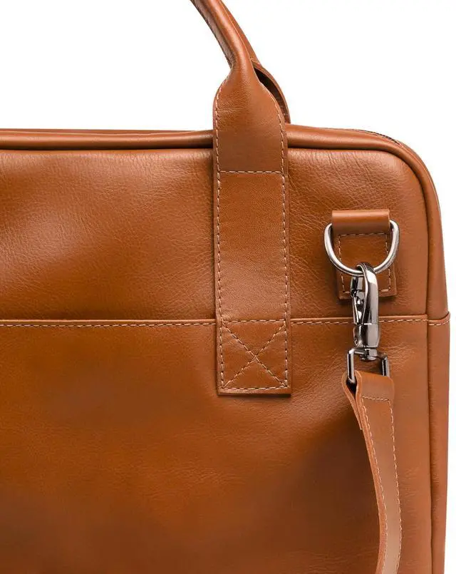 Alt view image 3 of 5 - Nordweg Workday Briefcase NW080A  Full-Grain Leather Laptop Bag 15.6"  Office Shoulder Messenger for Work, Study, Travel (Caramel)
