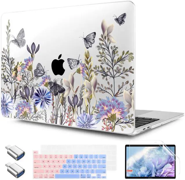 Main image of TWOLSKOO Compatible with MacBook Pro 13 inch Case 2023-2016 A2338 M2/M1 A2251 A2289 A2159 A1989 A1706, Plastic Hard Shell Cover & Keyboard Skin & Screen Protector, Garden Flower