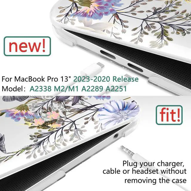 Alt view image 2 of 5 - TWOLSKOO Compatible with MacBook Pro 13 inch Case 2023-2016 A2338 M2/M1 A2251 A2289 A2159 A1989 A1706, Plastic Hard Shell Cover & Keyboard Skin & Screen Protector, Garden Flower
