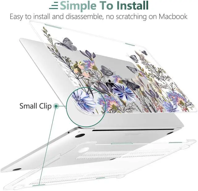 Alt view image 3 of 5 - TWOLSKOO Compatible with MacBook Pro 13 inch Case 2023-2016 A2338 M2/M1 A2251 A2289 A2159 A1989 A1706, Plastic Hard Shell Cover & Keyboard Skin & Screen Protector, Garden Flower