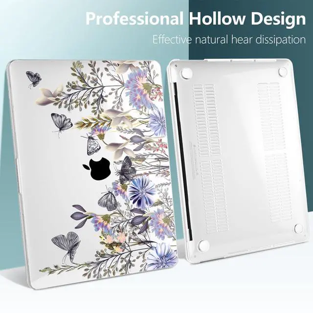 Alt view image 5 of 5 - TWOLSKOO Compatible with MacBook Pro 13 inch Case 2023-2016 A2338 M2/M1 A2251 A2289 A2159 A1989 A1706, Plastic Hard Shell Cover & Keyboard Skin & Screen Protector, Garden Flower