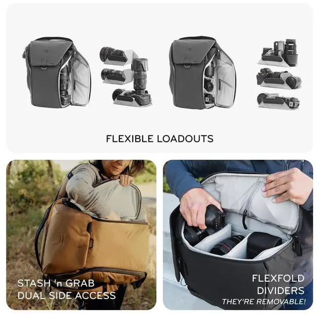 Alt view image 5 of 5 - Peak Design Everyday Backpack V3 20L, Eclipse, MagLatch Top, Dual Side Access, FlexFold Dividers, Fits 15" Laptop, For Camera Carry, Daily Commutes or Travel, Versatile Backpack for Men and Women