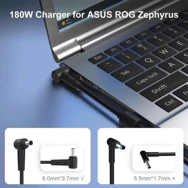 Alt view image 2 of 5 - KAQIAR 180W Charger Compatible with asus Laptop Charger Rog G14 GA401 G15 GA502,ADP-180TB H 20V 9A AC Adapter,TUF Gaming Series F15 F17 FX505D FX505G