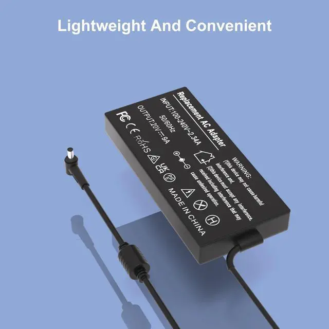 Alt view image 5 of 5 - KAQIAR 180W Charger Compatible with asus Laptop Charger Rog G14 GA401 G15 GA502,ADP-180TB H 20V 9A AC Adapter,TUF Gaming Series F15 F17 FX505D FX505G