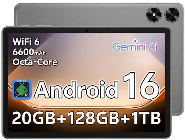 Main image of Android 16 Tablet, 10.1 inch Tablets with Octa-Core Processor, 20GB RAM 128GB ROM 1 TB Expandable, 1280x800 HD IPS Touch Screen, GPS, 8H Battery, WiFi 6, BT 5.2, Dual Camera (Gray)