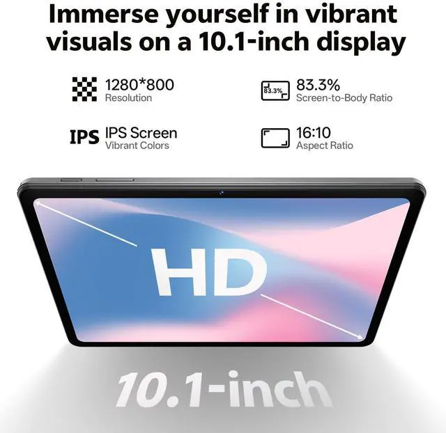 Alt view image 5 of 5 - Android 16 Tablet, 10.1 inch Tablets with Octa-Core Processor, 20GB RAM 128GB ROM 1 TB Expandable, 1280x800 HD IPS Touch Screen, GPS, 8H Battery, WiFi 6, BT 5.2, Dual Camera (Gray)