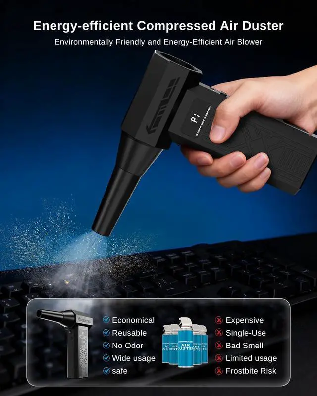 Alt view image 4 of 5 - Compressed Air Duster-280000RPM Electric Air Duster,4-Gear Adjustable Super Power Air Blower,Rechargeable Mini Blower with Fast Charging for PC,Keyboard,House,Outdoor & Car