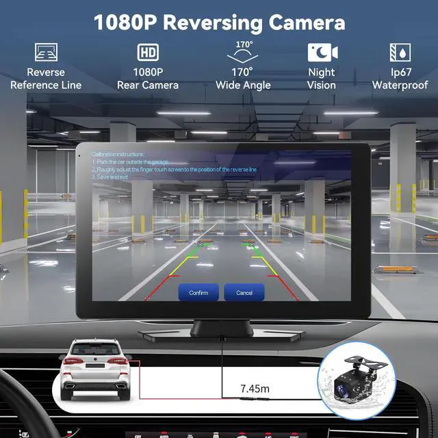 Alt view image 4 of 5 - JoycePure Carplay Screen for Car, 9" Carplay & Android Auto Screen, Car Audio Receivers with 1080p Backup Camera, Bluetooth/GPS Navigation/Voice Control/AUX/SuperLink for All Cars